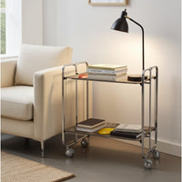 Carrello pieghevole da cucina BAUHAUS, 2 vassoi. Struttura cromata