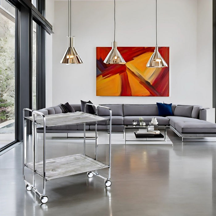 Carrello pieghevole da cucina BAUHAUS, 2 vassoi. Struttura cromata