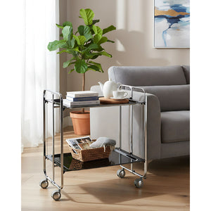Carrello pieghevole da cucina BAUHAUS, 2 vassoi. Struttura cromata