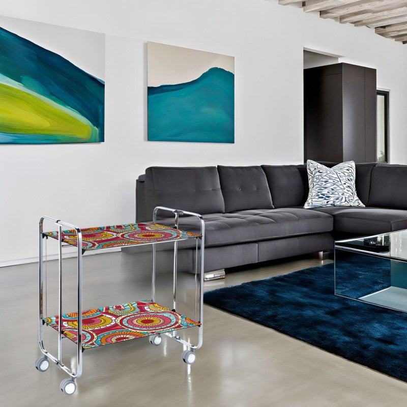 Carrello pieghevole da cucina BAUHAUS, 2 vassoi. Struttura cromata