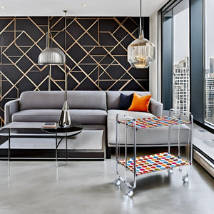 Carrello pieghevole da cucina BAUHAUS, 2 vassoi. Struttura cromata