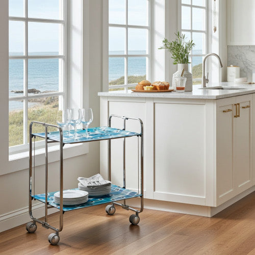 Carrello pieghevole da cucina BAUHAUS, 2 vassoi. Struttura cromata