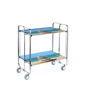 Carrello pieghevole da cucina BAUHAUS, 2 vassoi. Struttura cromata