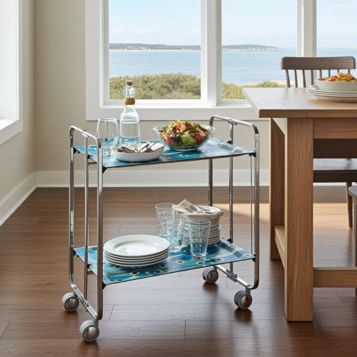 Carrello pieghevole da cucina BAUHAUS, 2 vassoi. Struttura cromata