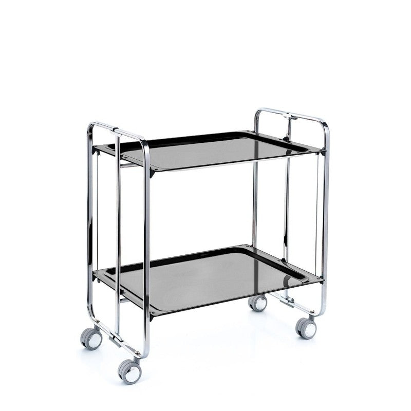 Carrello pieghevole da cucina BAUHAUS, 2 vassoi. Struttura cromata