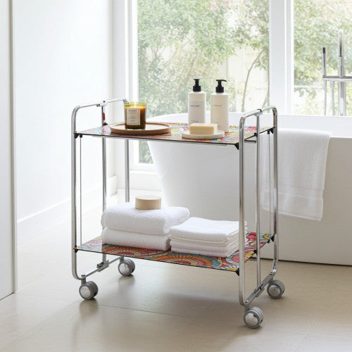 Carrello pieghevole da cucina BAUHAUS, 2 vassoi. Struttura cromata