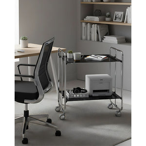 Carrello pieghevole da cucina BAUHAUS, 2 vassoi. Struttura cromata