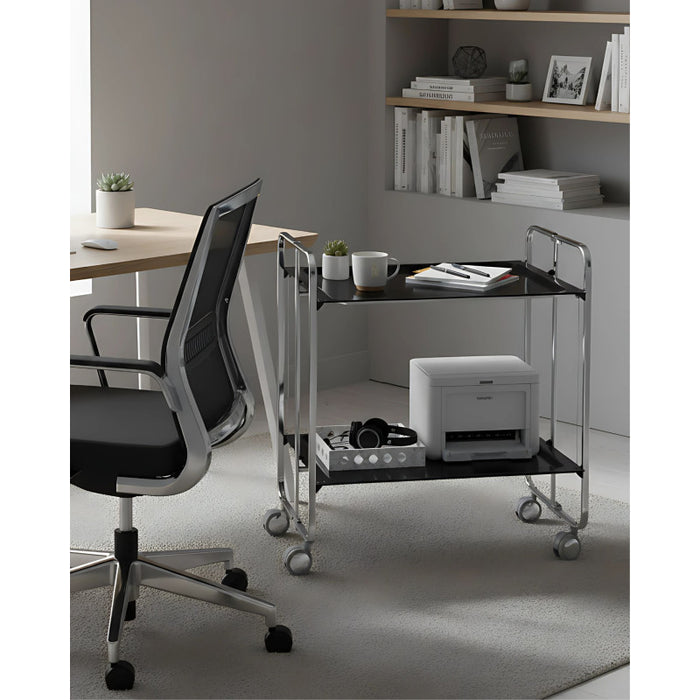 Carrello pieghevole da cucina BAUHAUS, 2 vassoi. Struttura cromata