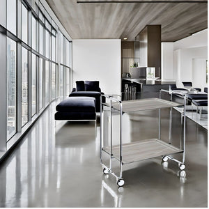 Carrello pieghevole da cucina BAUHAUS, 2 vassoi. Struttura cromata