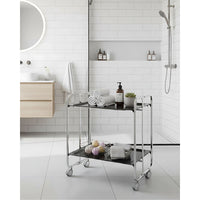 Carrello pieghevole da cucina BAUHAUS, 2 vassoi. Struttura cromata