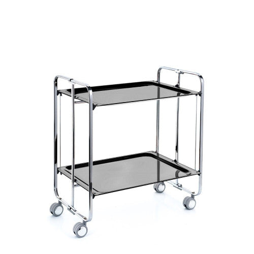 Carrello pieghevole da cucina BAUHAUS, 2 vassoi. Struttura cromata