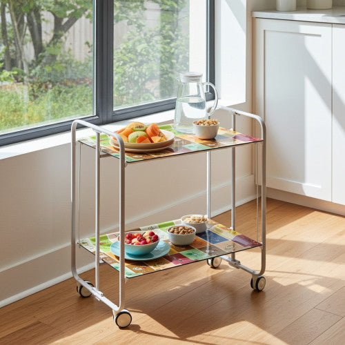 Carrello pieghevole da cucina BAUHAUS, 2 vassoi. Struttura grigio