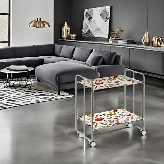 Carrello pieghevole da cucina BAUHAUS, 2 vassoi. Struttura grigio