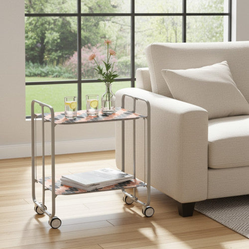 Carrello pieghevole da cucina BAUHAUS, 2 vassoi. Struttura grigio