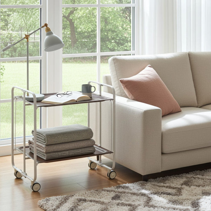 Carrello pieghevole da cucina BAUHAUS, 2 vassoi. Struttura grigio