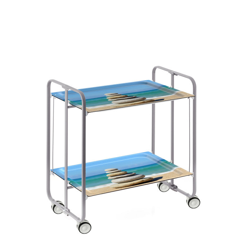 Carrello pieghevole da cucina BAUHAUS, 2 vassoi. Struttura grigio