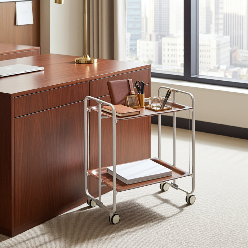 Carrello pieghevole da cucina BAUHAUS, 2 vassoi. Struttura grigio