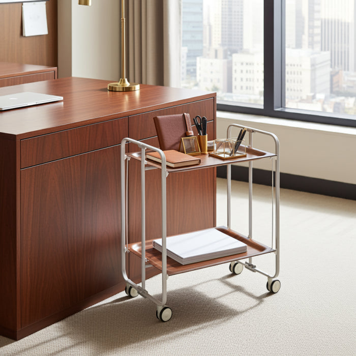 Carrello pieghevole da cucina BAUHAUS, 2 vassoi. Struttura grigio