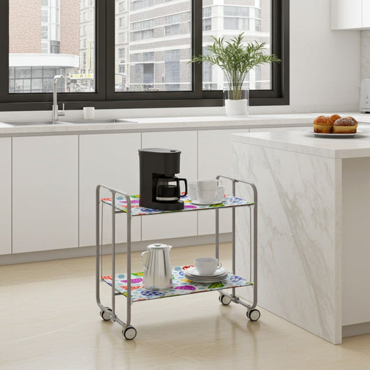 Carrello pieghevole da cucina BAUHAUS, 2 vassoi. Struttura grigio