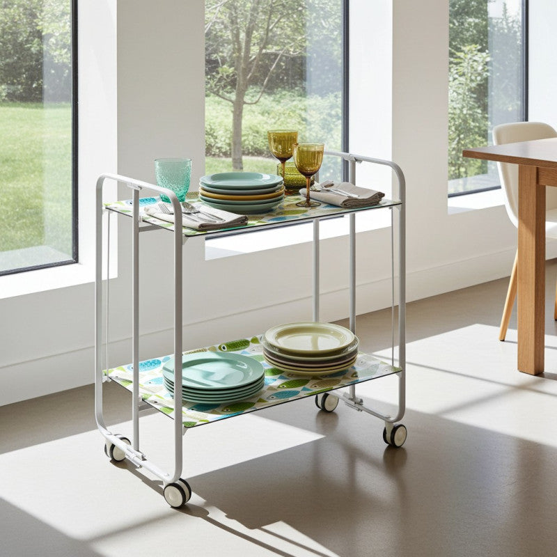 Carrello pieghevole da cucina BAUHAUS, 2 vassoi. Struttura grigio