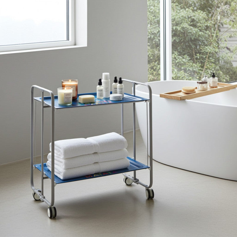 Carrello pieghevole da cucina BAUHAUS, 2 vassoi. Struttura grigio