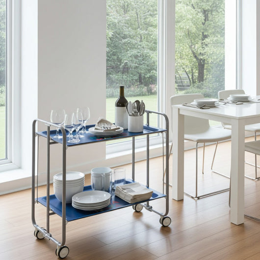 Carrello pieghevole da cucina BAUHAUS, 2 vassoi. Struttura grigio