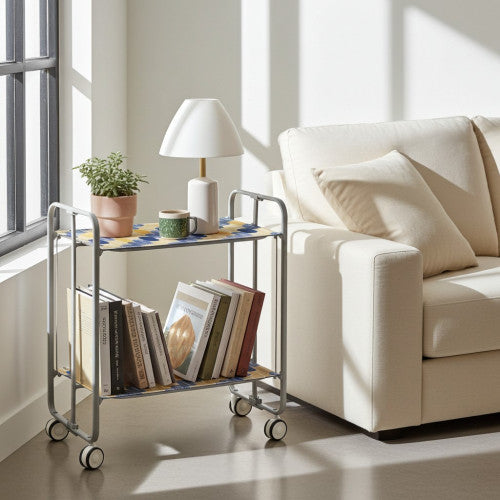 Carrello pieghevole da cucina BAUHAUS, 2 vassoi. Struttura grigio