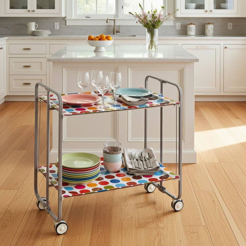 Carrello pieghevole da cucina BAUHAUS, 2 vassoi. Struttura grigio