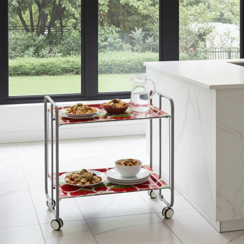 Carrello pieghevole da cucina BAUHAUS, 2 vassoi. Struttura grigio