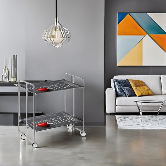 Carrello pieghevole da cucina BAUHAUS, 2 vassoi. Struttura grigio