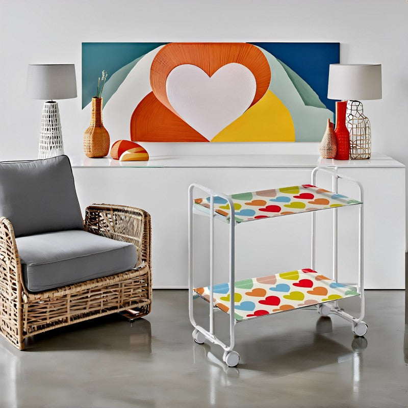 Carrello pieghevole da cucina BAUHAUS, 2 vassoi. Struttura grigio