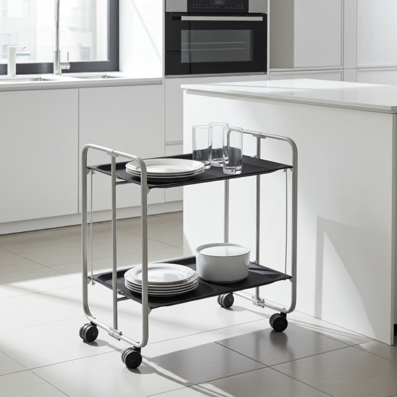Carrello pieghevole da cucina BAUHAUS, 2 vassoi. Struttura grigio