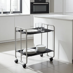 Carrello pieghevole da cucina BAUHAUS, 2 vassoi. Struttura grigio