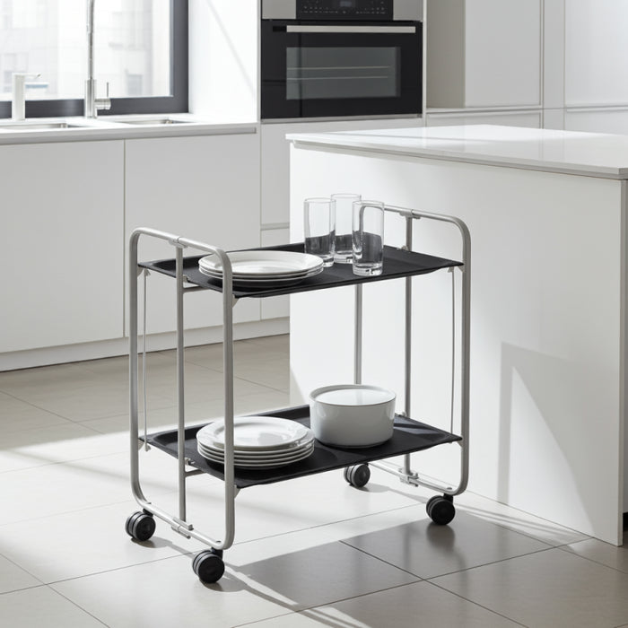 Carrello pieghevole da cucina BAUHAUS, 2 vassoi. Struttura grigio