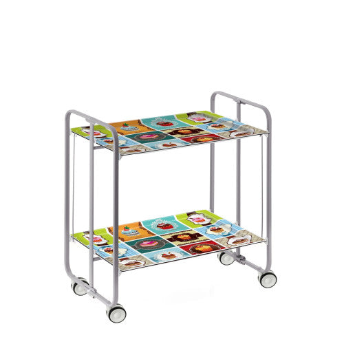 Carrello pieghevole da cucina BAUHAUS, 2 vassoi. Struttura grigio