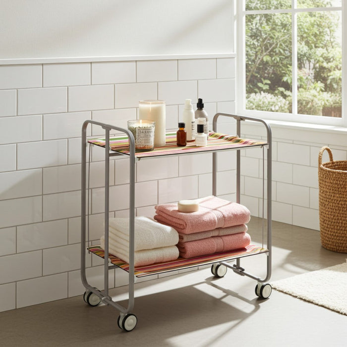 Carrello pieghevole da cucina BAUHAUS, 2 vassoi. Struttura grigio