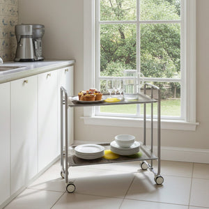 Carrello pieghevole da cucina BAUHAUS, 2 vassoi. Struttura grigio