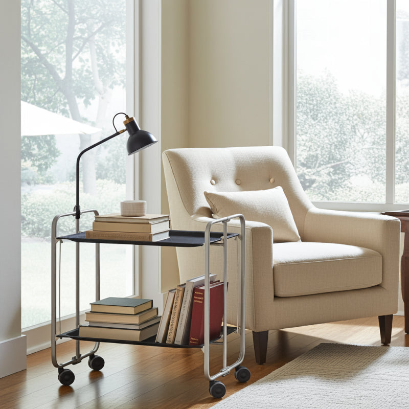 Carrello pieghevole da cucina BAUHAUS, 2 vassoi. Struttura grigio