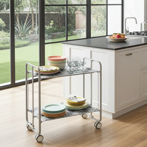 Carrello pieghevole da cucina BAUHAUS, 2 vassoi. Struttura grigio