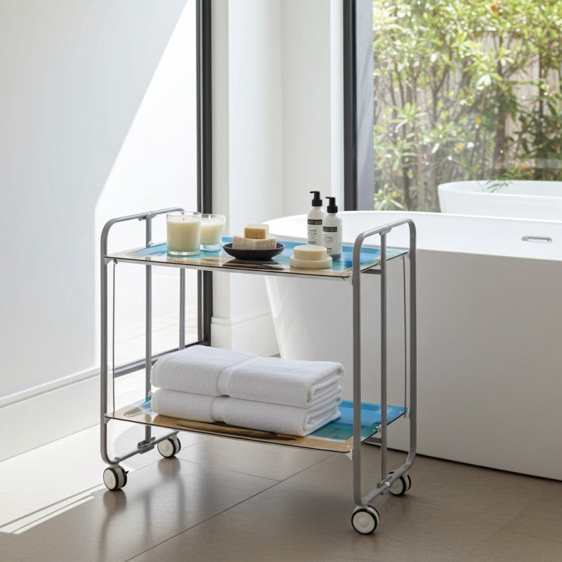 Carrello pieghevole da cucina BAUHAUS, 2 vassoi. Struttura grigio