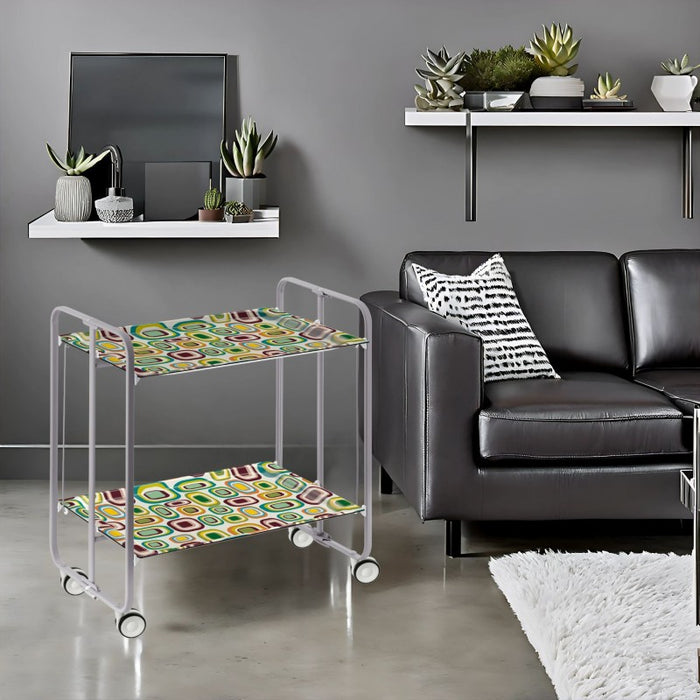 Carrello pieghevole da cucina BAUHAUS, 2 vassoi. Struttura grigio