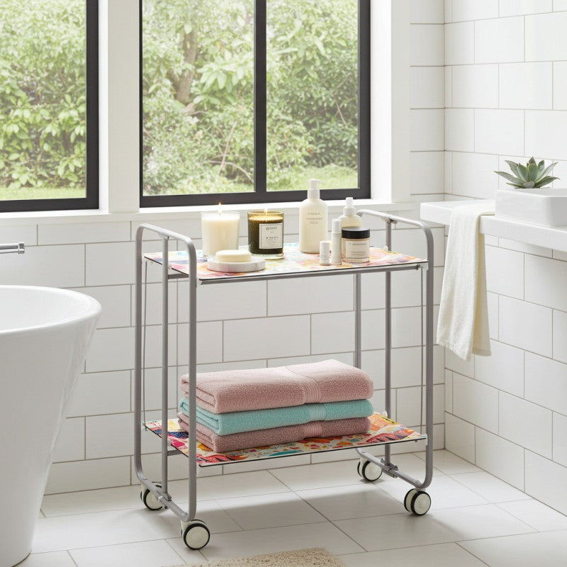 Carrello pieghevole da cucina BAUHAUS, 2 vassoi. Struttura grigio