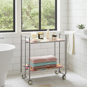 Carrello pieghevole da cucina BAUHAUS, 2 vassoi. Struttura grigio