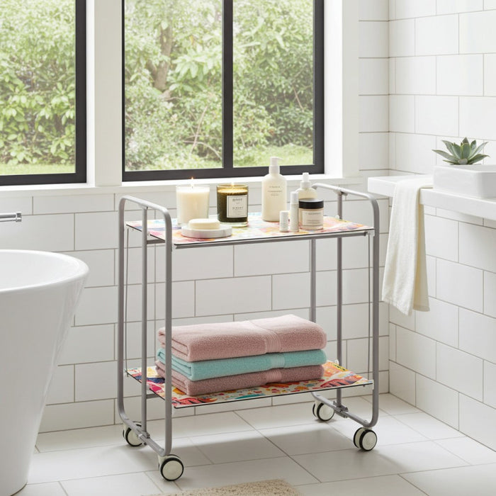 Carrello pieghevole da cucina BAUHAUS, 2 vassoi. Struttura grigio