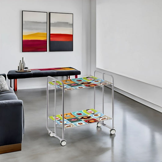 Carrello pieghevole da cucina BAUHAUS, 2 vassoi. Struttura grigio