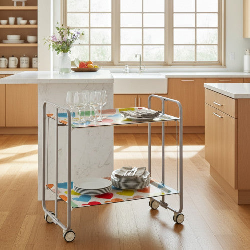 Carrello pieghevole da cucina BAUHAUS, 2 vassoi. Struttura grigio