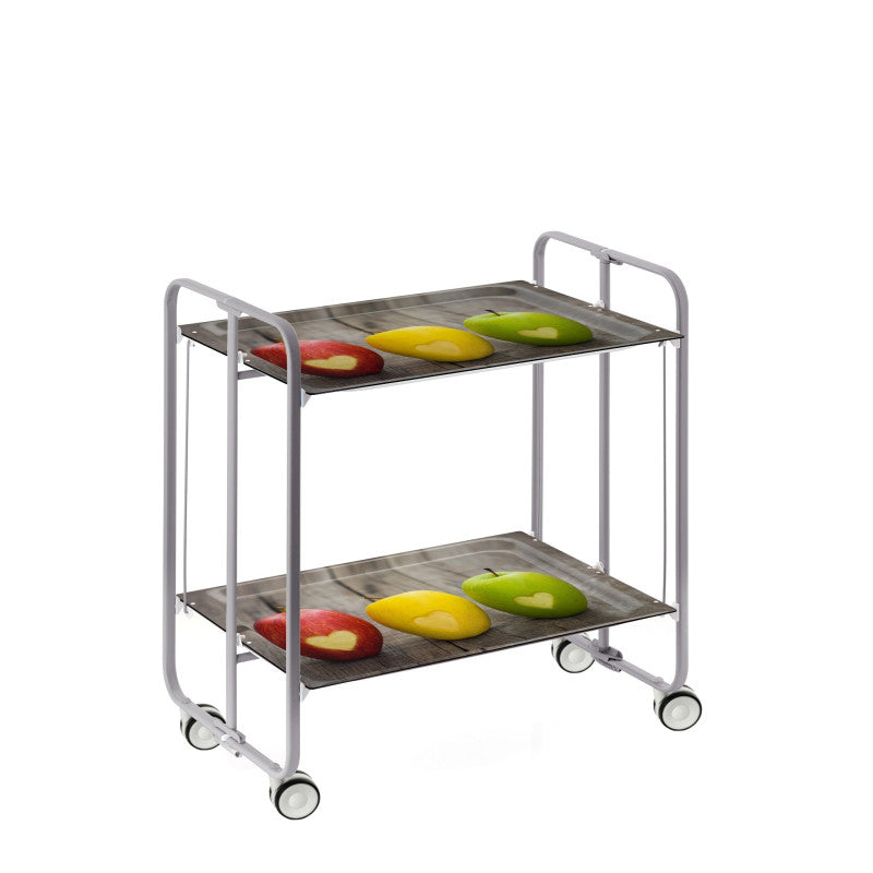 Carrello pieghevole da cucina BAUHAUS, 2 vassoi. Struttura grigio