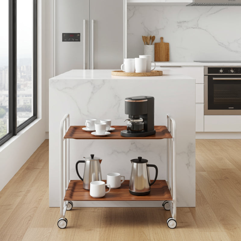 Carrello pieghevole da cucina BAUHAUS, 2 vassoi. Struttura grigio