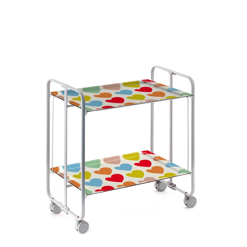 Carrello pieghevole da cucina BAUHAUS, 2 vassoi. Struttura grigio