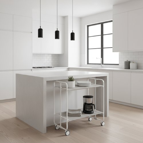 Carrello pieghevole da cucina BAUHAUS, 2 vassoi. Struttura grigio